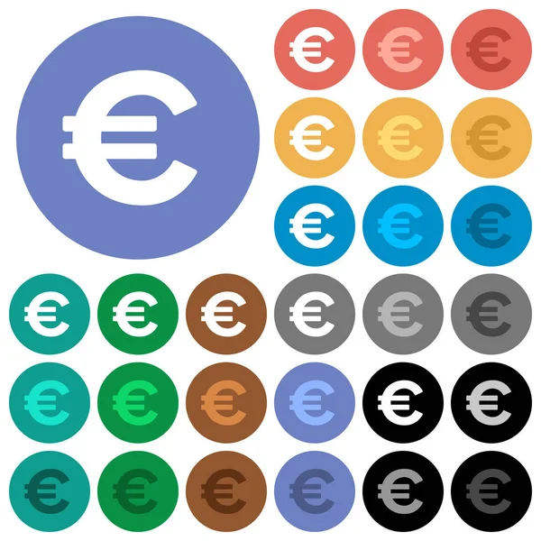 Euro sign round flat multi colored icons — Stock Vector