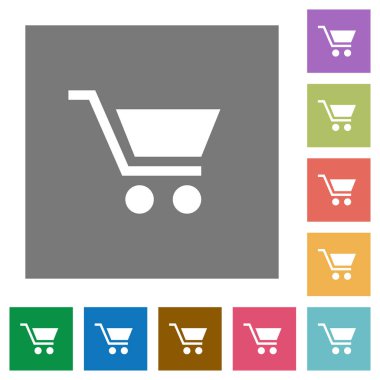 Boş alışveriş sepeti kare düz simgeler