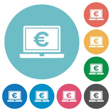 Laptop ile Euro simgesi düz yuvarlak simgeler
