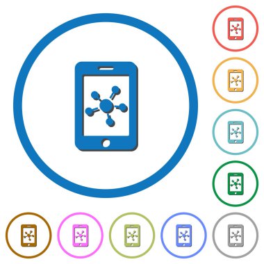 Gölgeler ve anahatları ile mobil sosyal ağ simgeleri