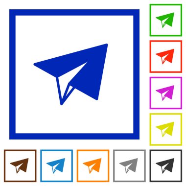 Kağıt Uçak düz çerçeveli simgeler