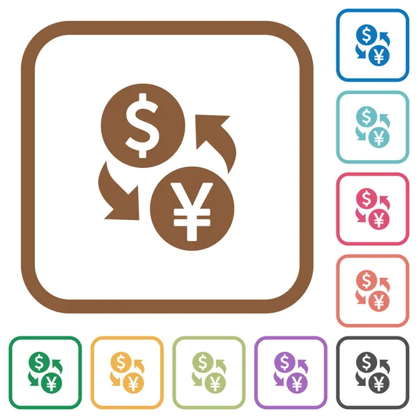 Dollar Yen money exchange simple icons — Stock Vector