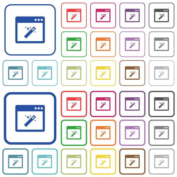 Assistant d'application esquissé icônes de couleur plate — Image vectorielle