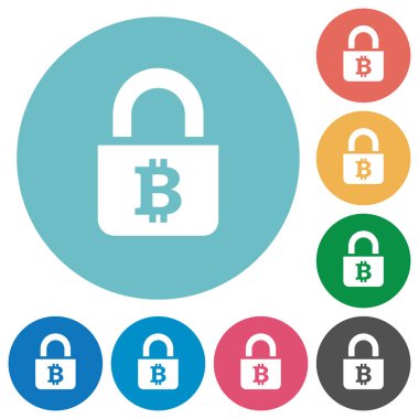 Kilitli Bitcoins düz yuvarlak simgeler
