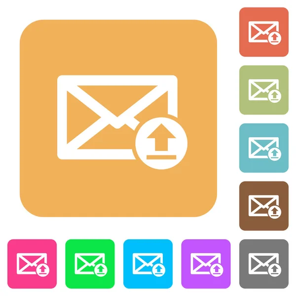 Enviar e-mail arredondado ícones planos quadrados — Vetor de Stock