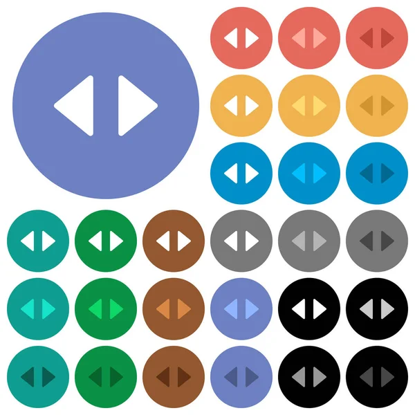 Flechas de control horizontales redondas planas iconos multicolores — Vector de stock