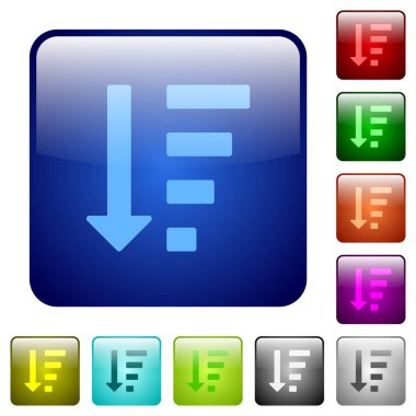 Azalan sıralı liste modu renkli kare düğmeler
