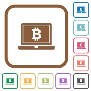 Bitcoin işareti basit simgeler ile dizüstü bilgisayar