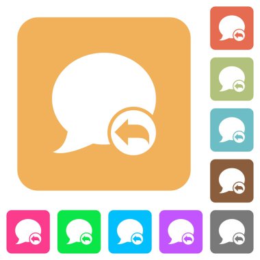 Yanıt blog yorum yuvarlak kare düz simgeler