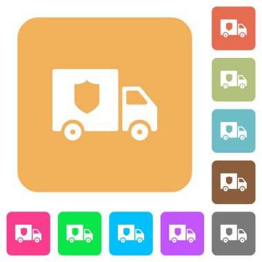Para kurtarıcı kamyon yuvarlak kare düz simgeler