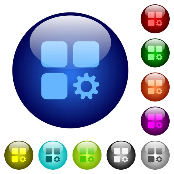 Component settings color glass buttons — Stock Vector