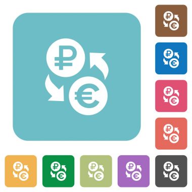 Rublesi Euro Döviz yuvarlak kare düz yuvarlak simgeler kare düz simgeler