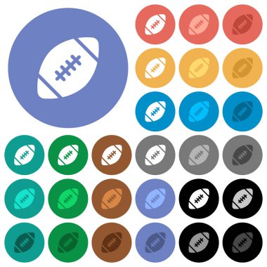 Rugby topu düz çok yuvarlak simgeler renkte