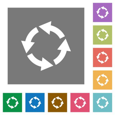 Sola Döndür kare düz simgeler