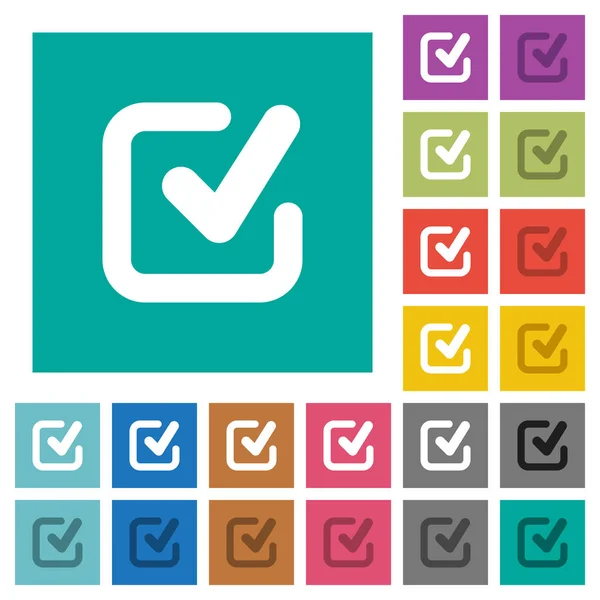 Checkmark quadrado plana multi ícones coloridos —  Vetores de Stock