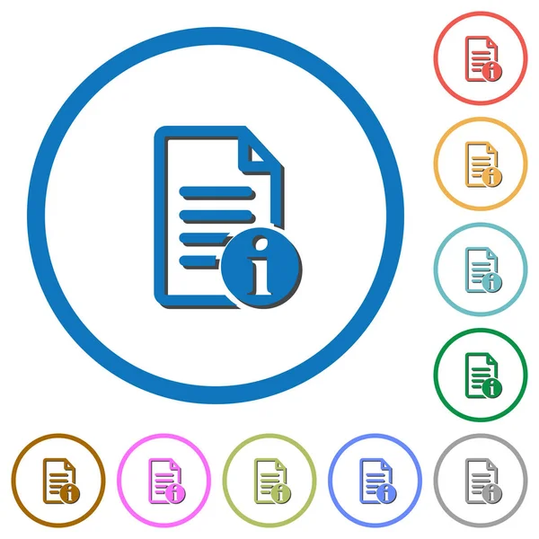 Dokumentum info ikonok-val árnyék és körvonalak — Stock Vector