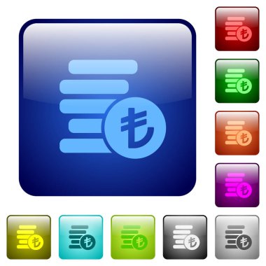 Renkli kare düğmeler Türk Lirası paraları