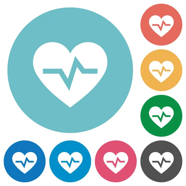 Herzschlag flache runde Symbole — Stockvektor