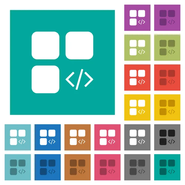 Komponenten programmering fyrkantig platta multi färgade ikoner — Stock vektor