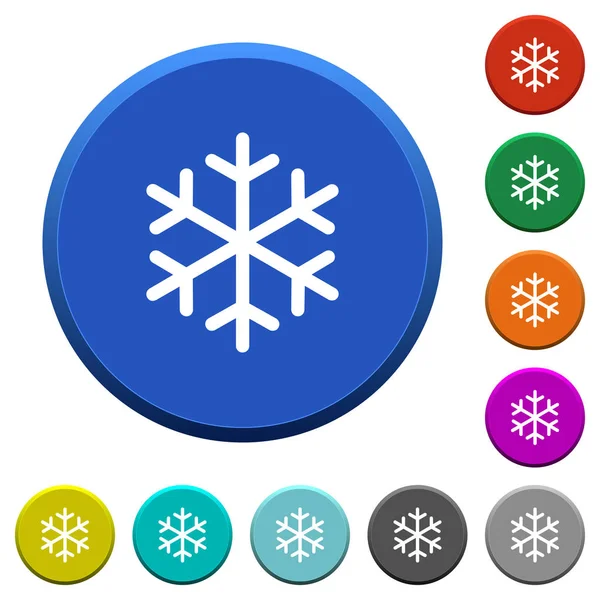 Single snowflake beveled buttons — Stock Vector