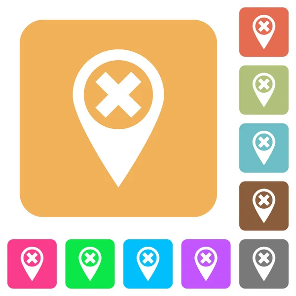 Cancel GPS map location rounded square flat icons — Stock Vector