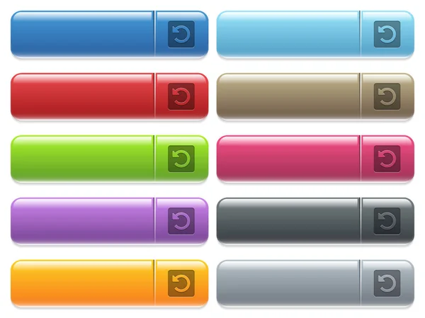 Rotate left icons on color glossy, rectangular menu button — Stock Vector