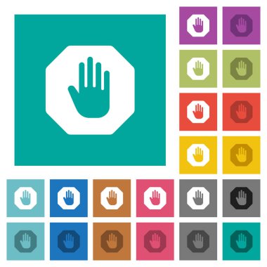 Sekizgen şeklinde dur işareti simgelerini renkli düz çok kare