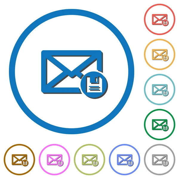 Archivo de iconos de correo con sombras y contornos — Vector de stock