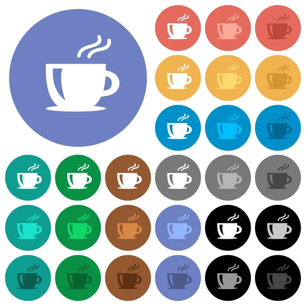 Cappuccino round flat multi colored icons — Stock Vector