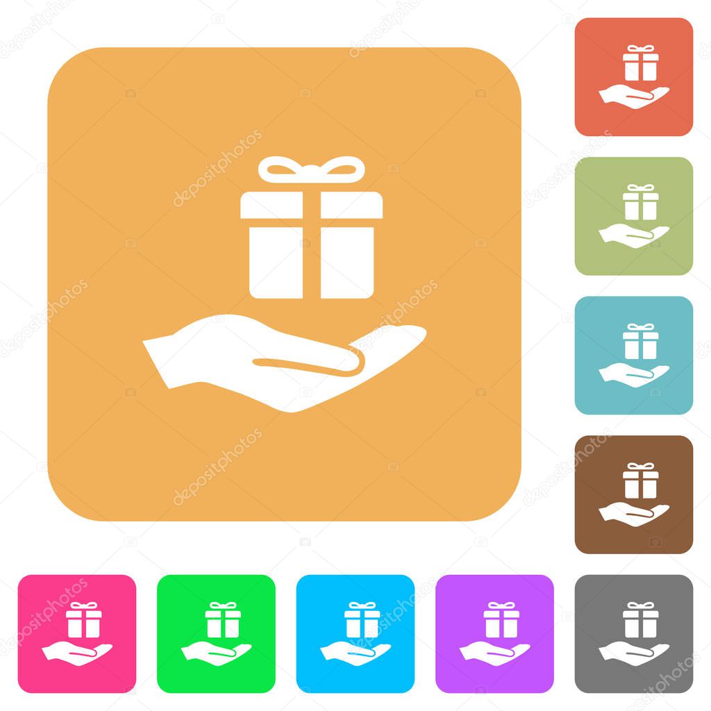 Gifting rounded square flat icons