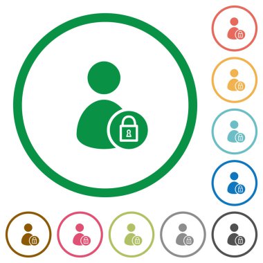 Kullanıcı hesabı düz simgeler anahatları ile kilitlemek