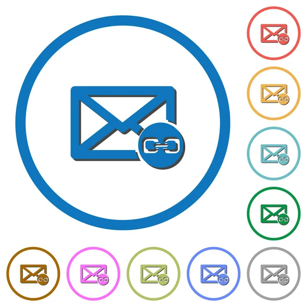 Iconos de archivo adjunto de correo con sombras y contornos — Vector de stock