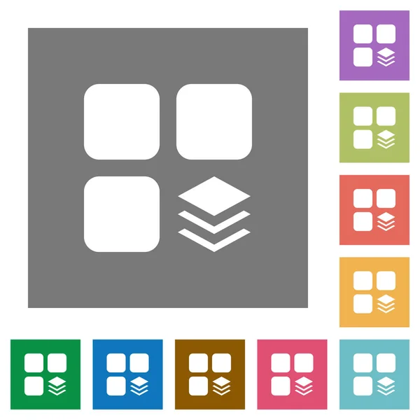 Multiple components square flat icons — Stock Vector