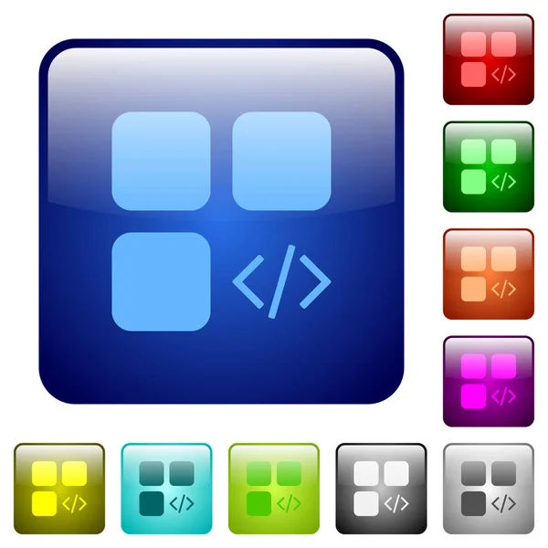 Component programming color square buttons — Stock Vector