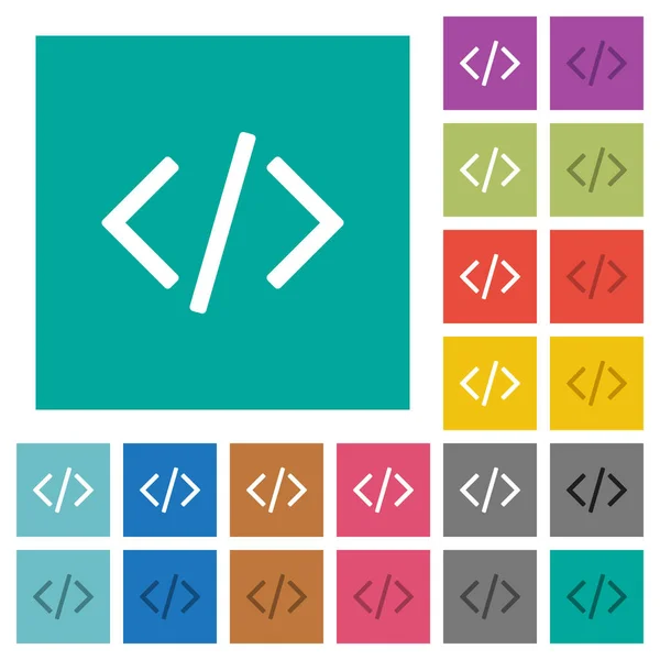 Programowanie kodu kwadratowych płaskiej multi kolorowe ikony — Wektor stockowy