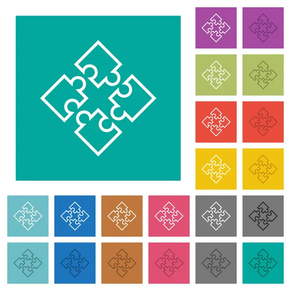 Puzzle pièces carré plat multi icônes colorées — Image vectorielle