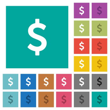 Dolar işareti simgelerini renkli düz çok kare