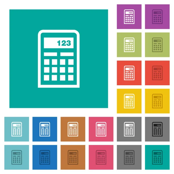 Calcolatrice icone quadrate piatte multi icone colorate — Vettoriale Stock
