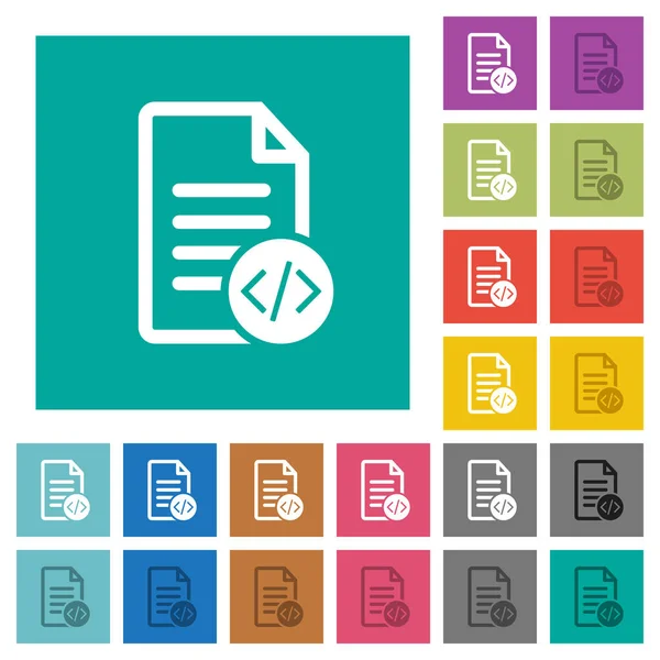 Codice sorgente documento quadrato piatto multi icone colorate — Vettoriale Stock