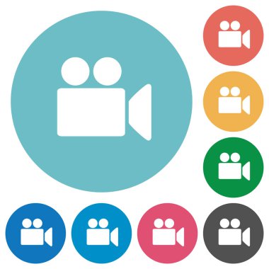 Video kamera düz yuvarlak simgeler