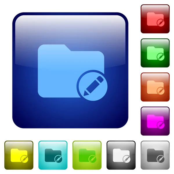 Zmień nazwę katalogu kolor kwadratowe przyciski — Wektor stockowy