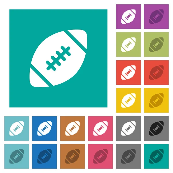 Rugby Ball Quadrat flache mehrfarbige Symbole — Stockvektor