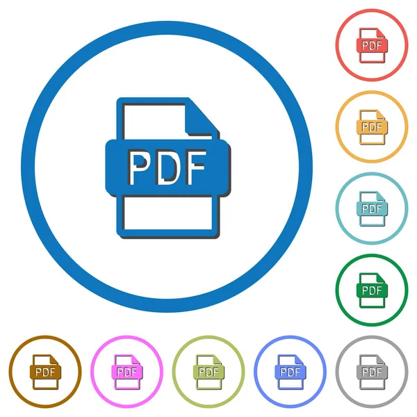 Formato de archivo PDF iconos con sombras y contornos — Vector de stock