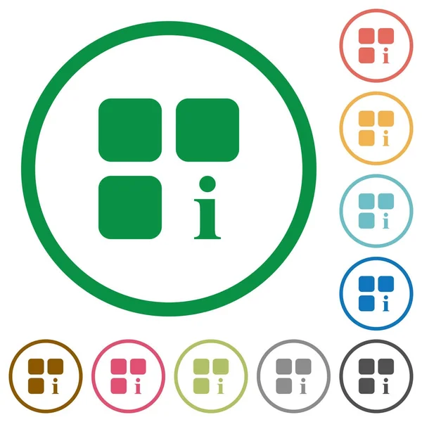 Informations sur les composants icônes plates avec contours — Image vectorielle