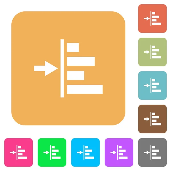 Verhoging links inspringing van inhoud afgerond vierkant plat pictogrammen — Stockvector