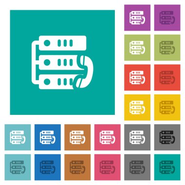 VoIP arama kare düz çok renkli simgeler