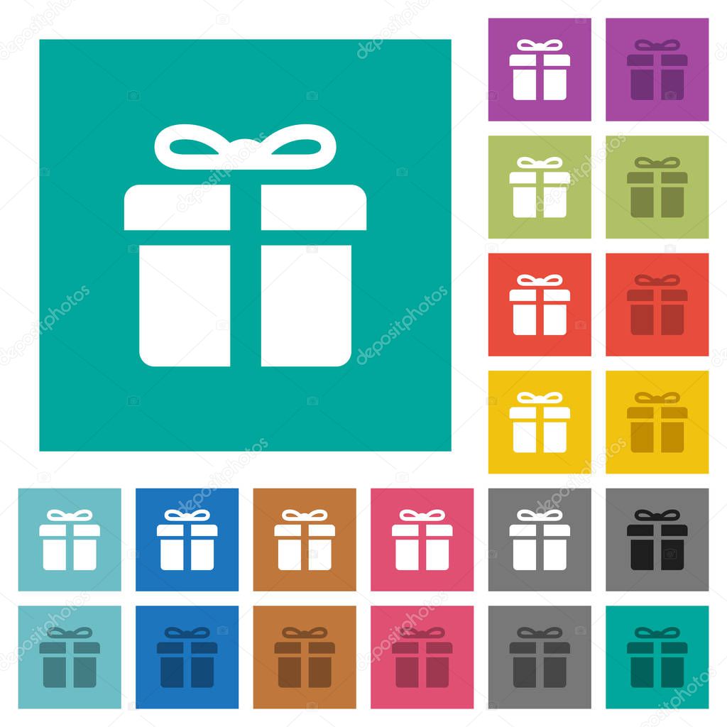 Gift box square flat multi colored icons