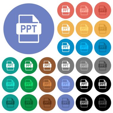 PPT dosya biçimini düz çok yuvarlak simgeler renkte