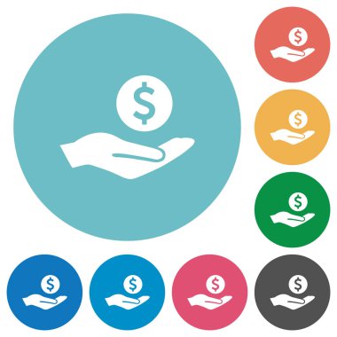 Dolar kazanç düz yuvarlak simgeler