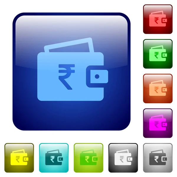 Carteira de rupia indiana cor botões quadrados — Vetor de Stock